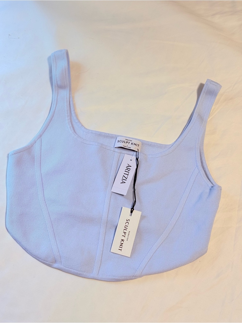 Aritzia Sculpt Knit Square Neck Crop Tank in Light Lavender